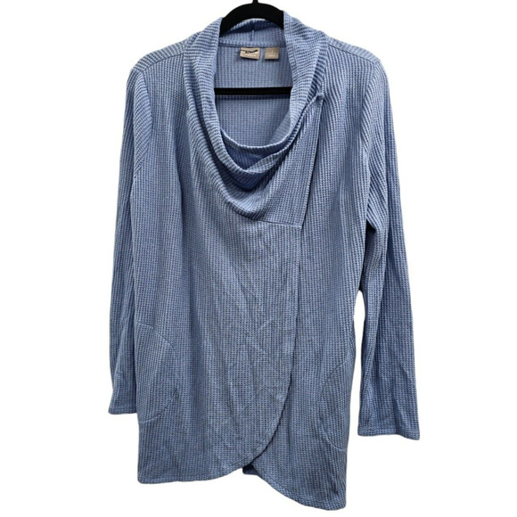 Chicos Cardigan Sweater Medium Pockets Waffle Knit Textured Wrap Normcore Office - Picture 1 of 11